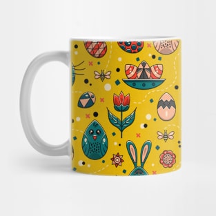 Funny Easter Eggs on Yellow Mug